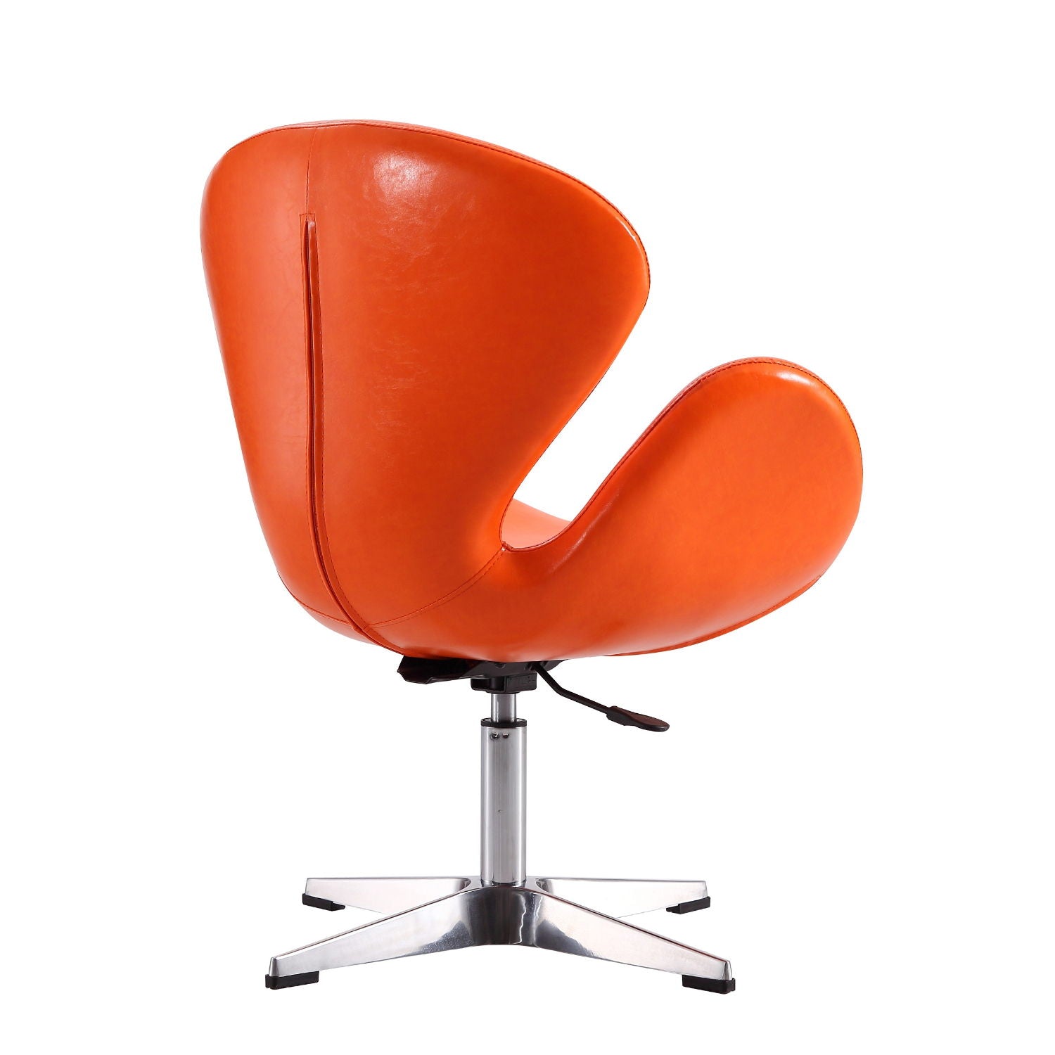 Upholstered Swivel Lounge Chair With Chrome Base And Adjustable Height - Orange by HouseOfZazla