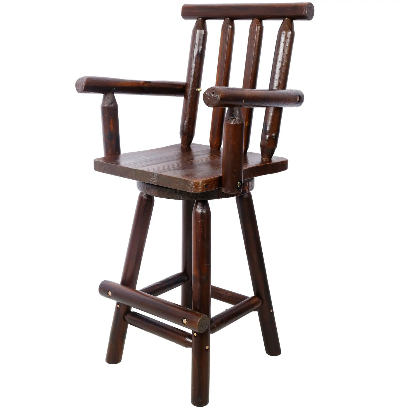 Rustic Bar Stool, Fir Wood Construction, Wide Armrest by HouseOfZazla