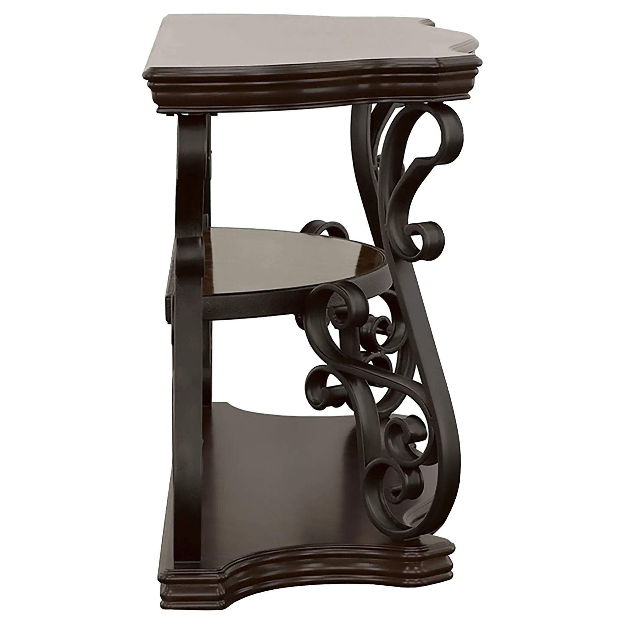 Laney Scrollwork Entryway Sofa Console Table Deep Merlot by Unique Piece Furniture