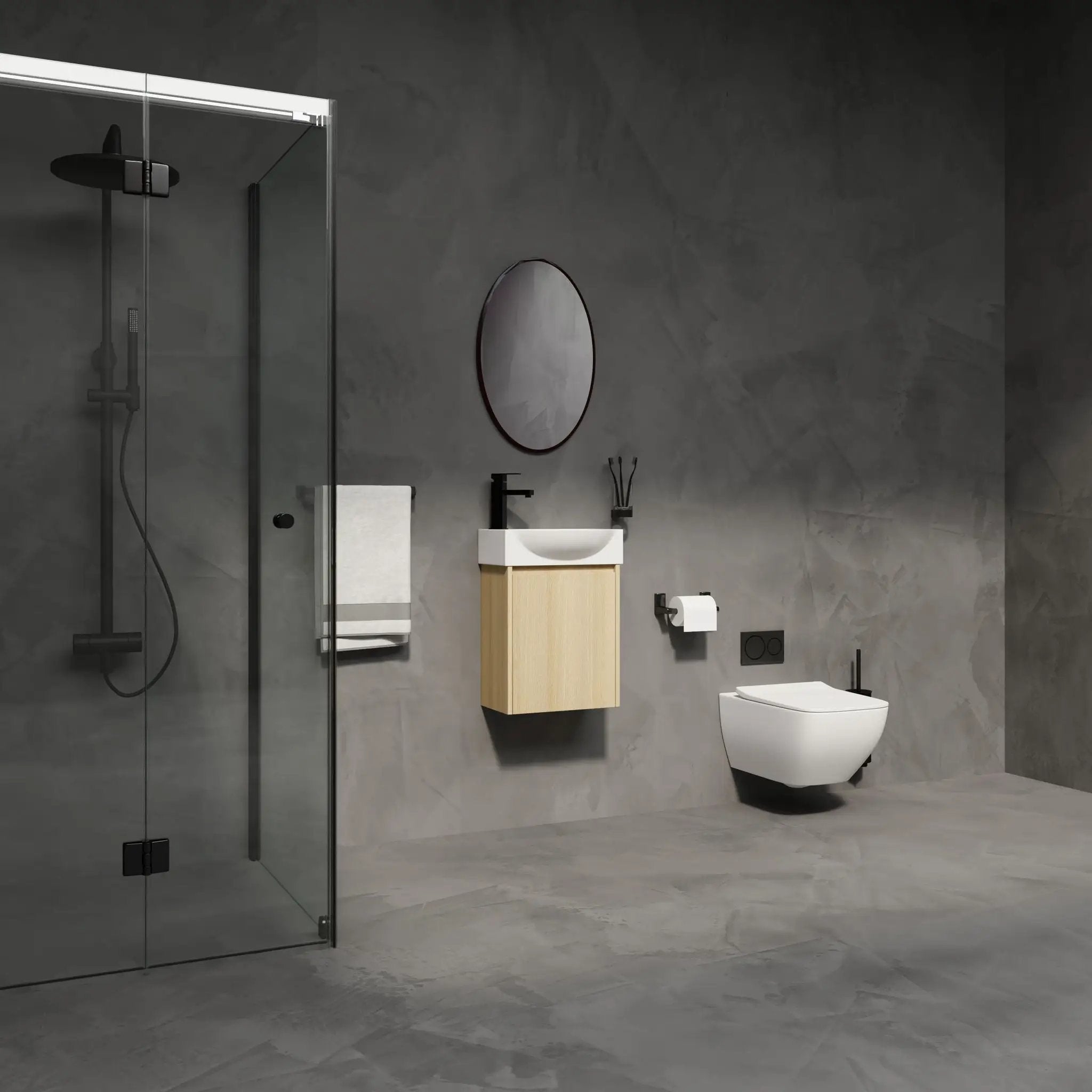 Modern Bathroom Vanity With Ceramic Basin, Wall Mounted Floating Sink Combo, Storage Cabinet by Unique Piece Furniture