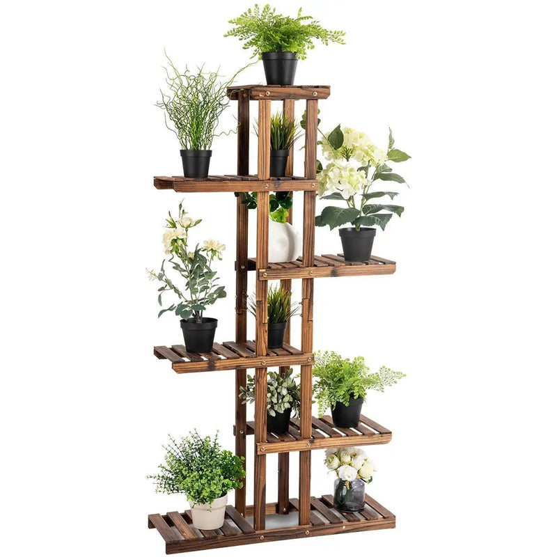 6 Tier Garden Wooden Shelf Storage Plant Rack Stand by DirectDeals