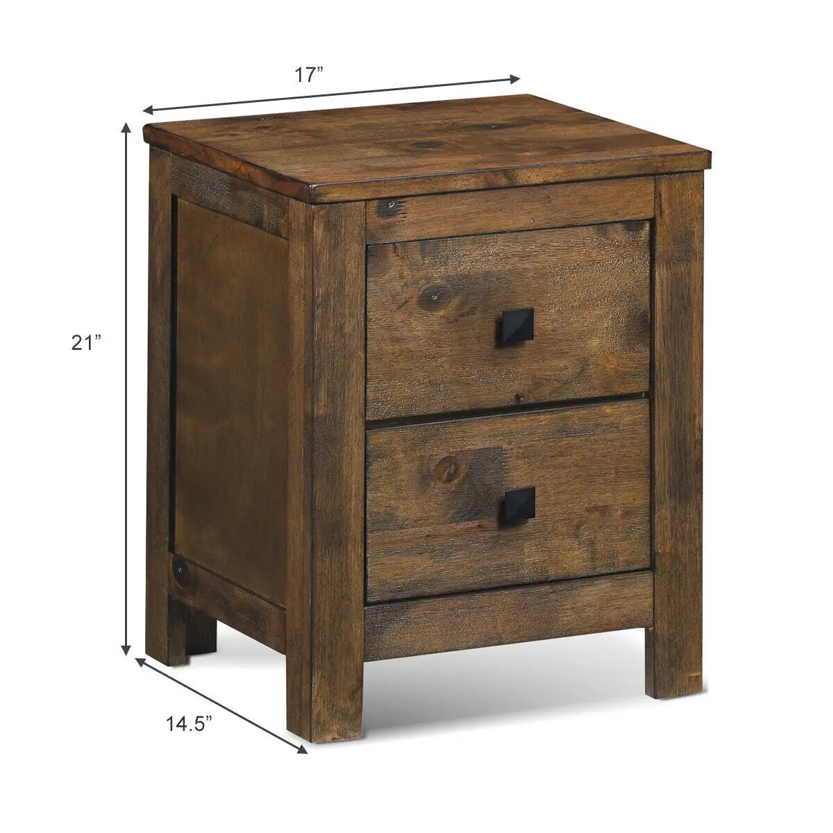 Wood 2 Storage Sliding Drawers End Nightstand-Oak by DirectDeals