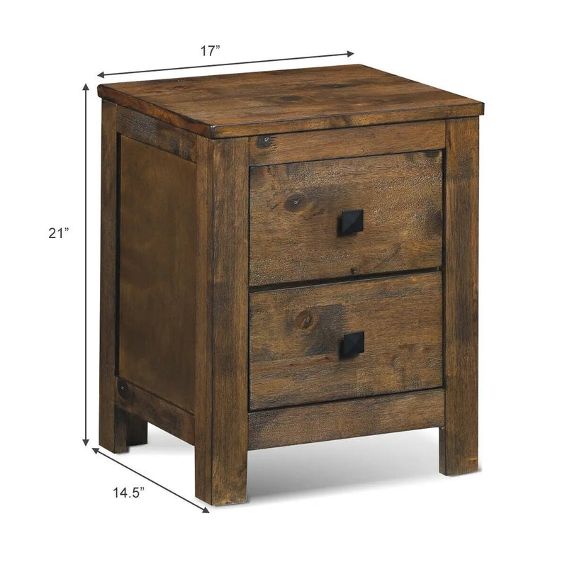 Wood 2 Storage Sliding Drawers End Nightstand-Oak by DirectDeals