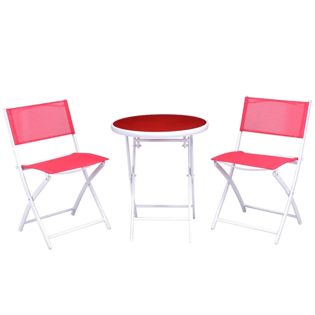 3 Pieces Patio Folding Bistro Set for Balcony or Outdoor Space by DirectDeals