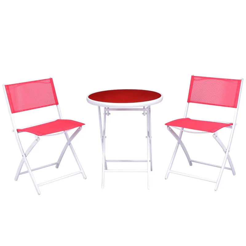 3 Pieces Patio Folding Bistro Set for Balcony or Outdoor Space by DirectDeals
