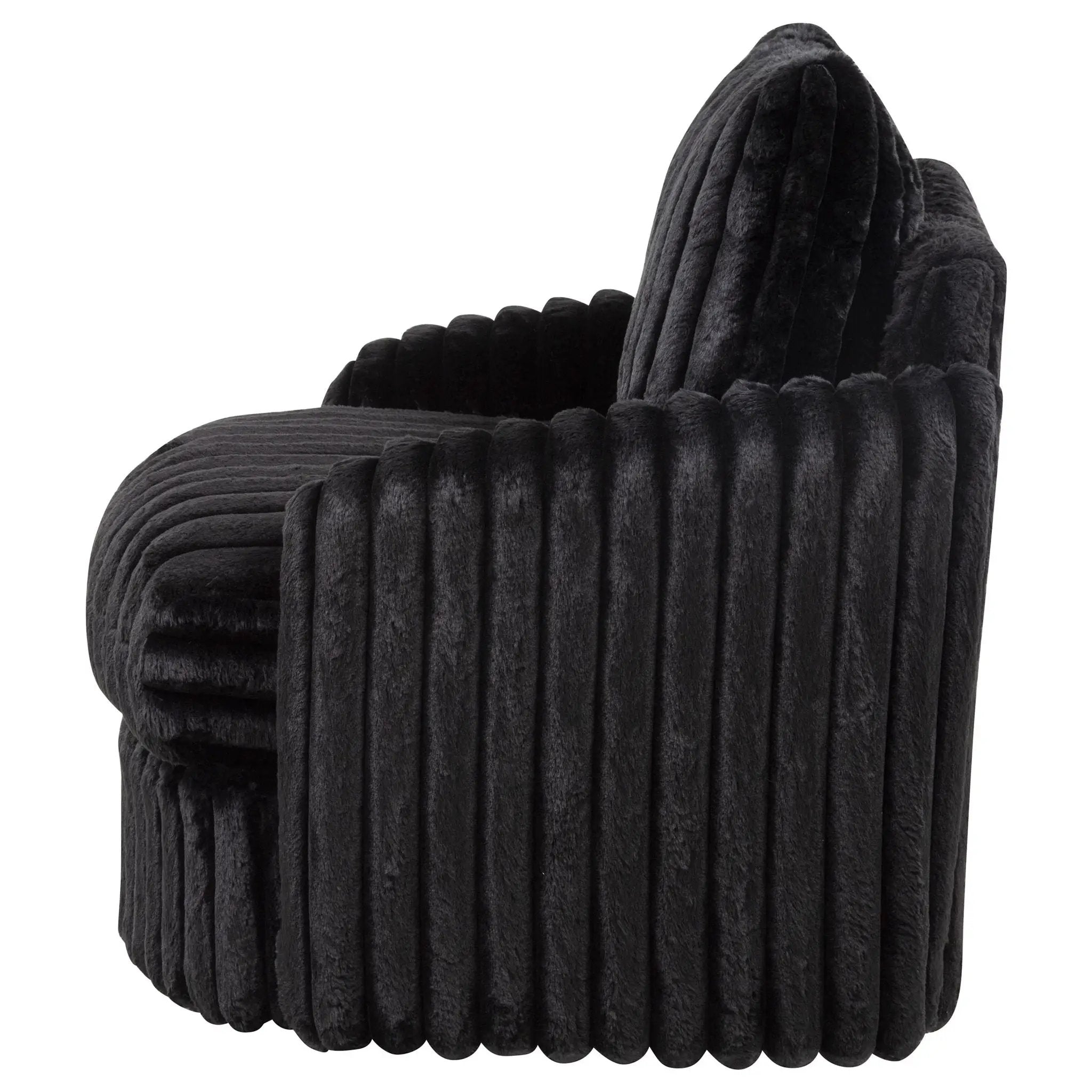 Sarco Corduroy Upholstered Swivel Accent Arm Chair Black by Unique Piece Furniture