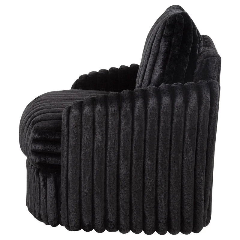 Sarco Corduroy Upholstered Swivel Accent Arm Chair Black by Unique Piece Furniture