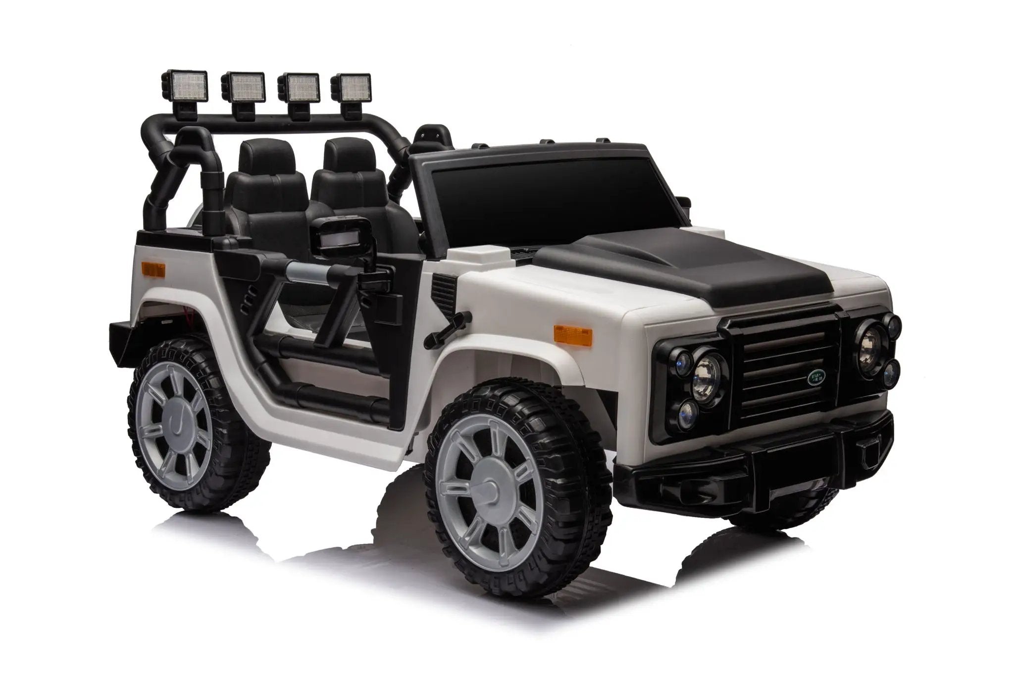 12V7A 30W*2 Four-Wheel Drive Seat One Button Start, Forward And Backward, High And Low Speed, Music, Front Light, Power Display, Two Doors Can Open, 2.4G R / C, Seat Belt Four Wheel Absorber by HouseOfZazla