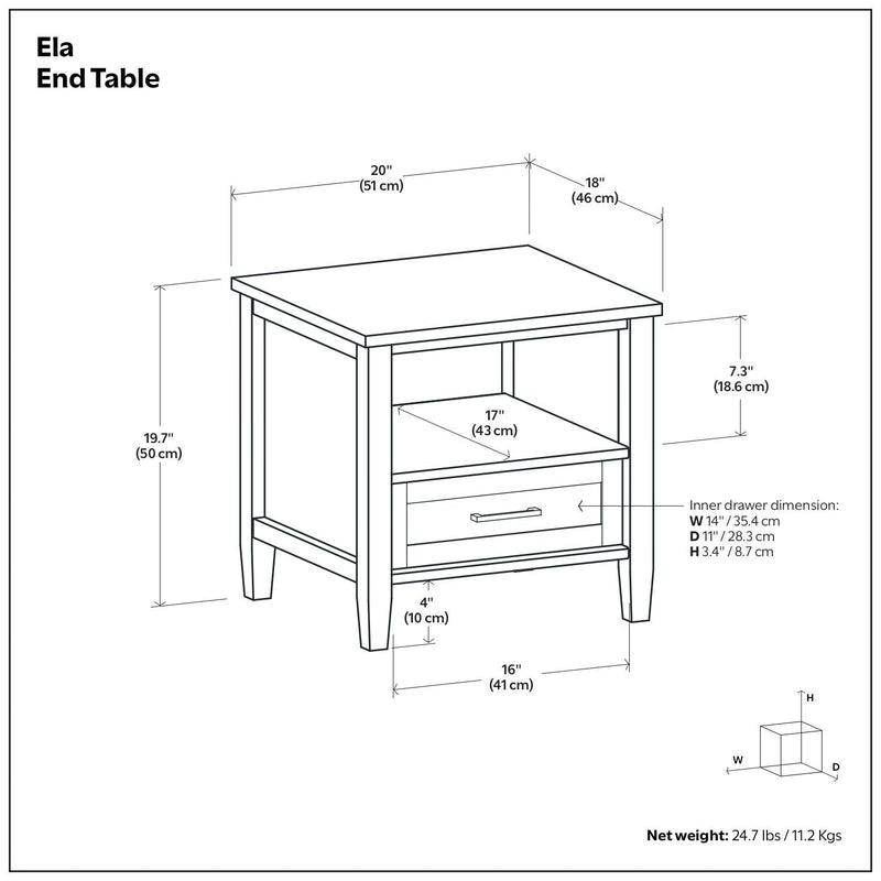Solid Wood End Table with Drawer and Shelf - Brown, photo 5 of 5