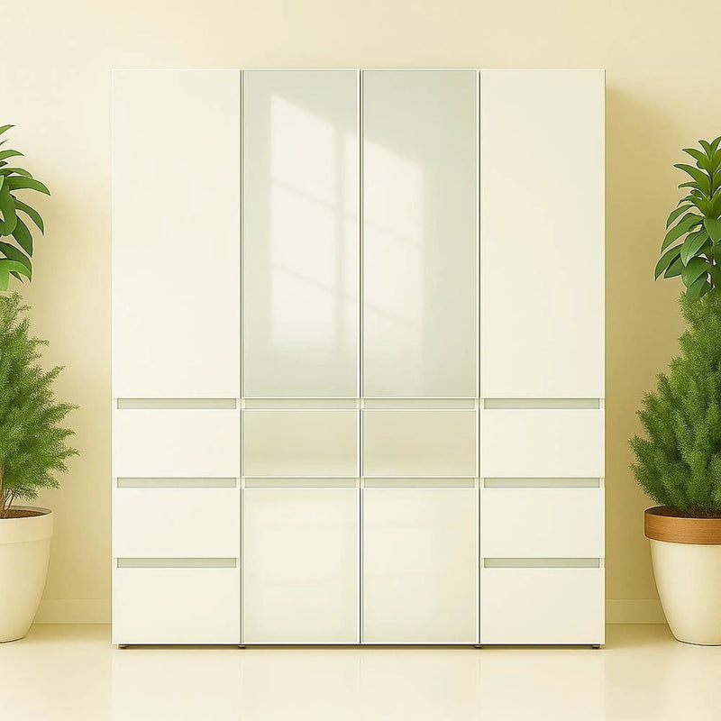 Elise - Slim Modular Closet Cabinet With Mirror - White by HouseOfZazla