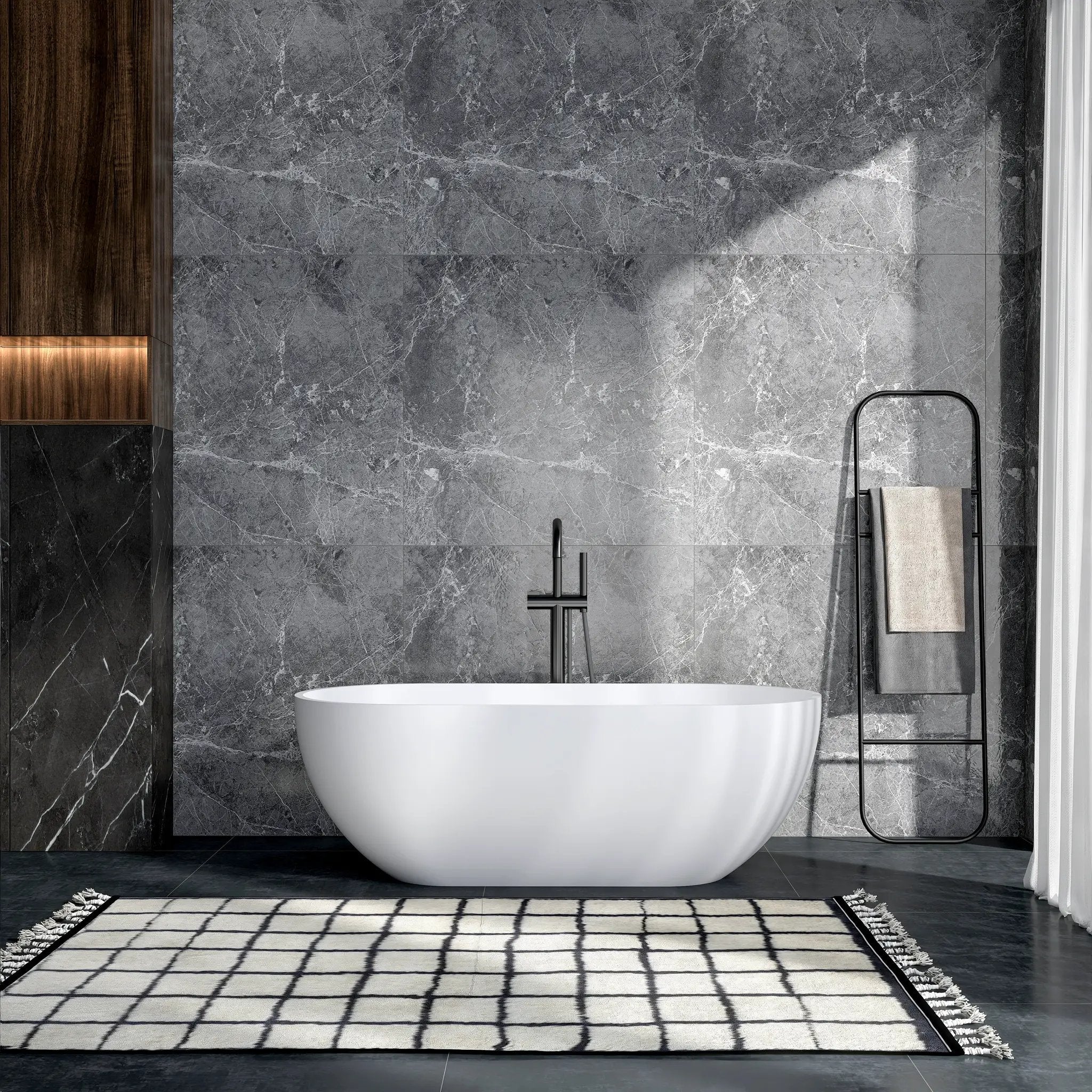 63 Inch Artificial Stone Solid Surface Freestanding Bathtub by HouseOfZazla