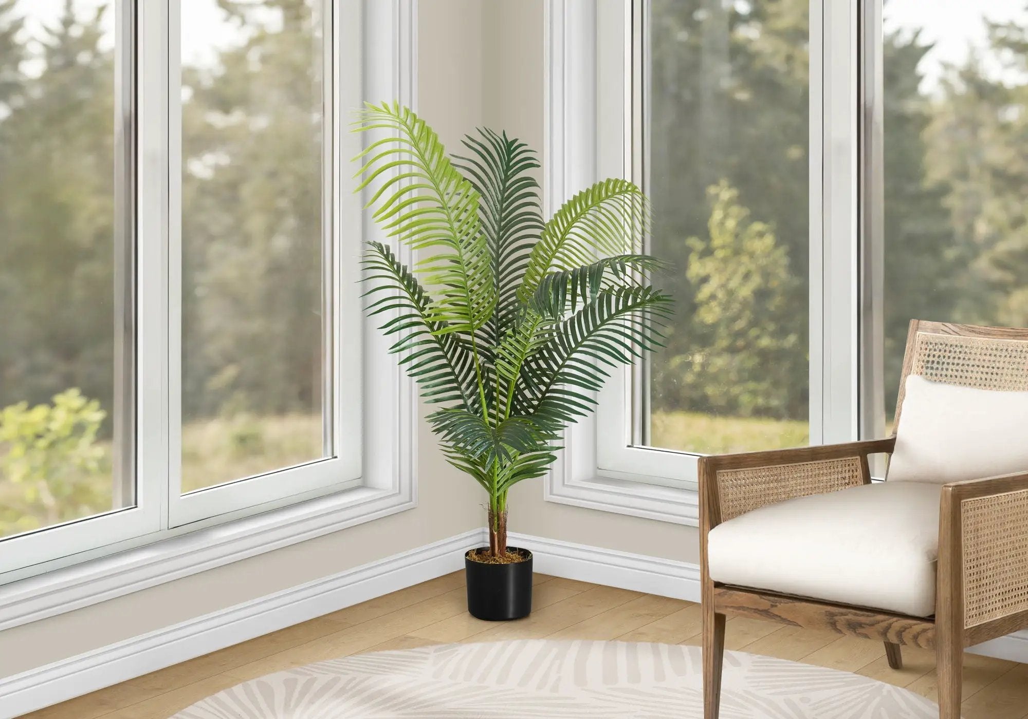 47" Tall Artificial Palm Tree - Indoor Faux Plant in Black Pot by HouseOfZazla