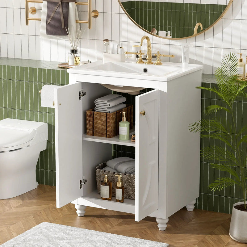 Bathroom Vanity With Ornate Elliptical Motif, Soft Close Hinges by Unique Piece Furniture