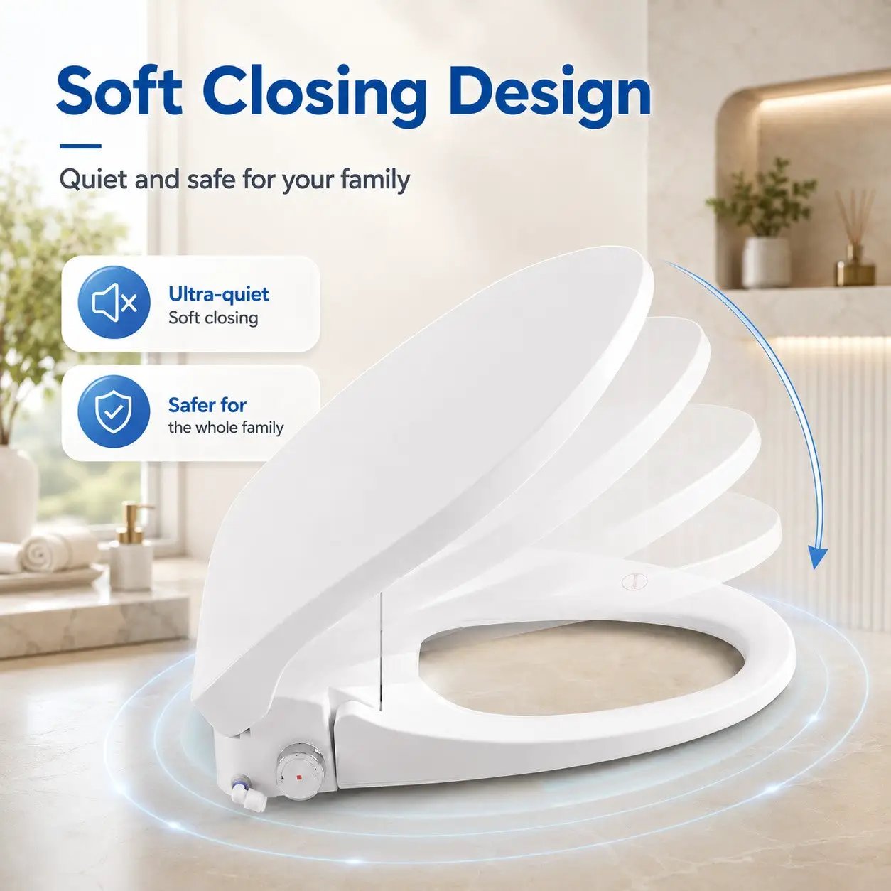 Smart Bidet Toilet Seat with Side Knob Adjustable Heated Seat by HouseOfZazla