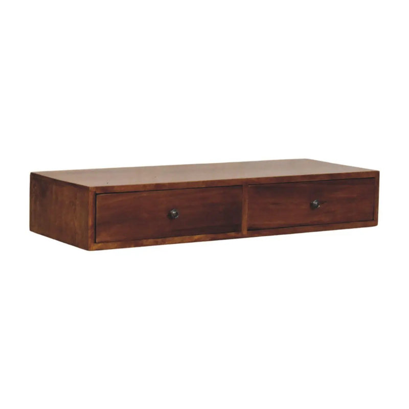 Lunar - 2 Drawer Wall Mounted Console - Brown by HouseOfZazla