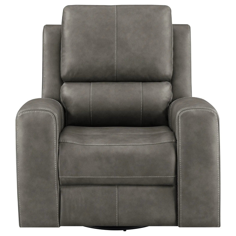 Brickston Triple Power Swivel Glider Recliner Charcoal by Unique Piece Furniture