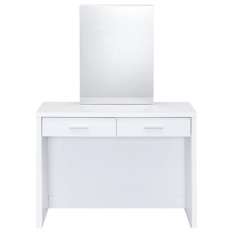 Bunbury Makeup Vanity Table Set Storage Mirror and Stool White by Unique Piece Furniture