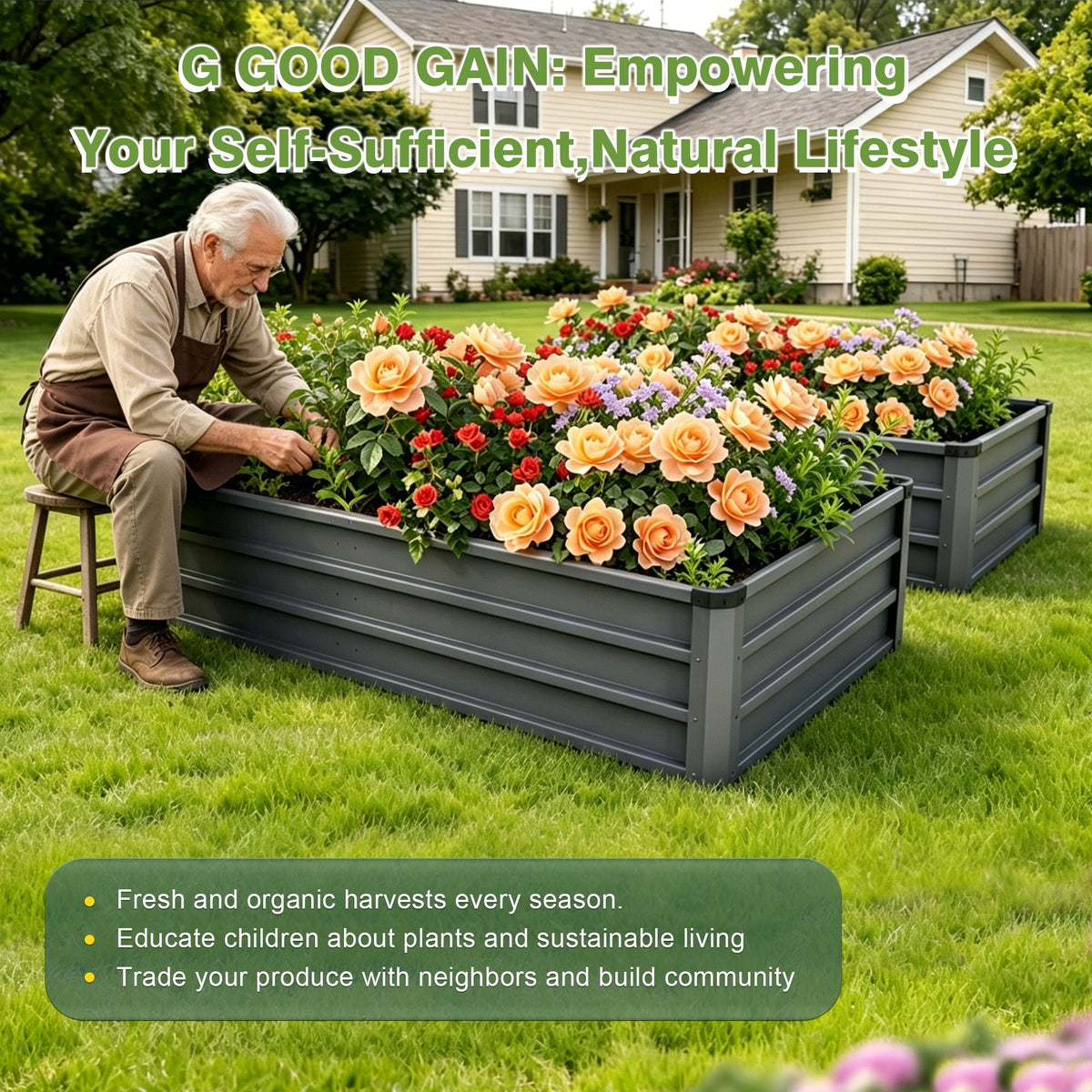 Large Galvanized Steel Garden Bed with Open-Bottom Drainage - Dark Gray, photo 24 of 29