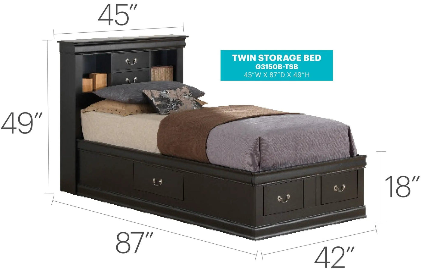 Traditional Style Bookcase Storage Bed by HouseOfZazla