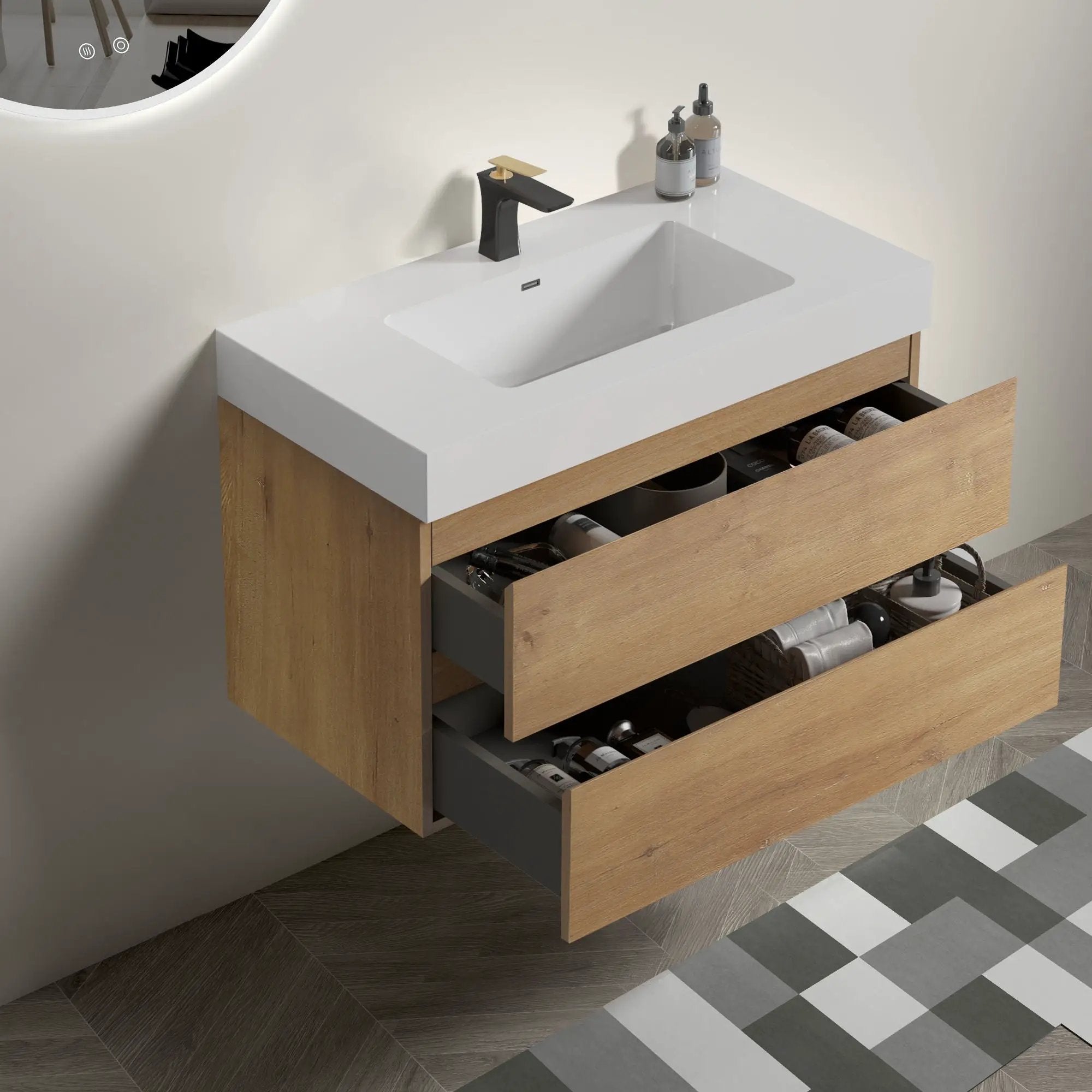 Alice - Bathroom Vanity With Sink, Large Storage Wall Mounted Floating Bathroom Vanity For Modern Bathroom by Unique Piece Furniture