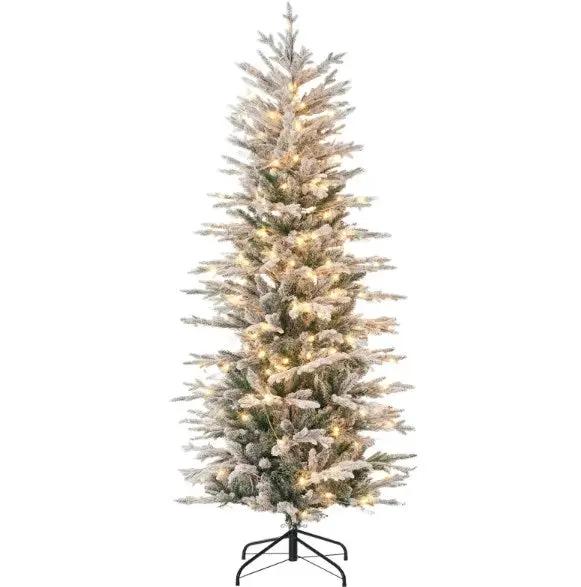 Artificial Flocked Christmas Tree with Warm Lights by HouseOfZazla