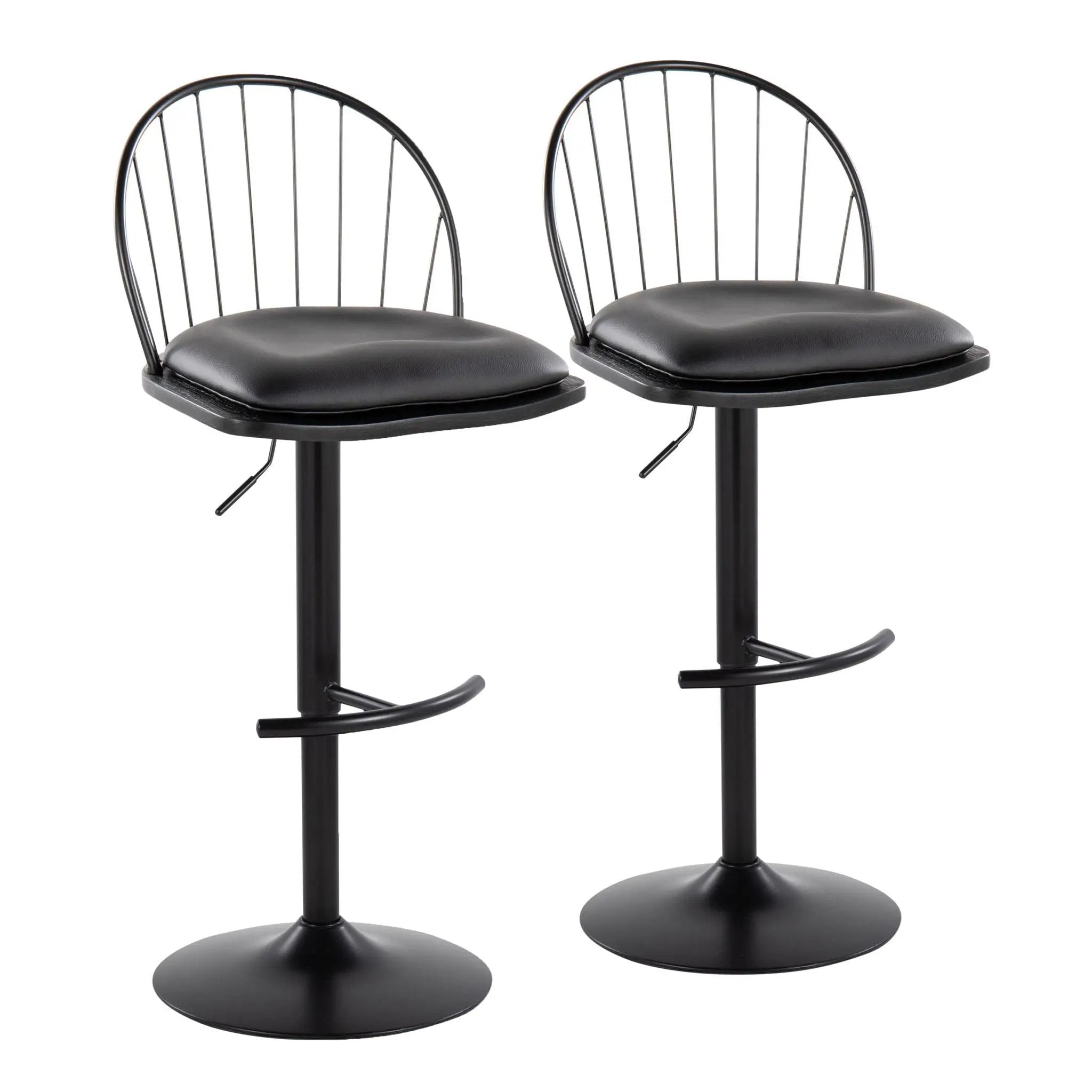 Riley - Farmhouse Adjustable Height Barstool With Swivel With Rounded T Footrest (Set of 2) by HouseOfZazla