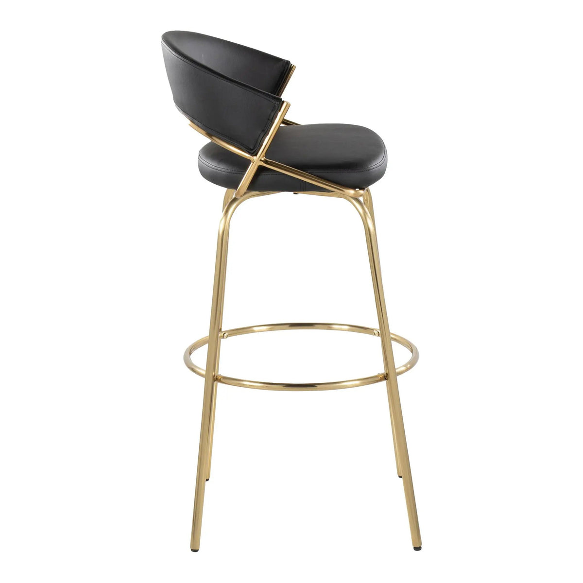 Jie - Fixed Height Contemporary Barstool With Swivel With Round Footrest (Set of 2) by HouseOfZazla