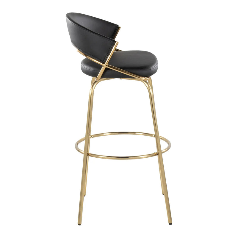 Jie - Fixed Height Contemporary Barstool With Swivel With Round Footrest (Set of 2) by HouseOfZazla