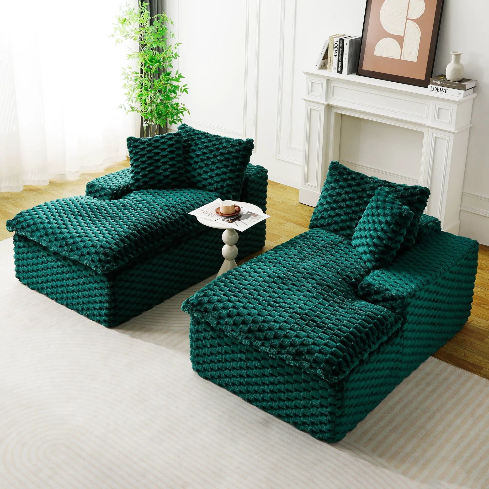 Double Chaise Lounge With Full Compressed Sponge by Unique Piece Furniture