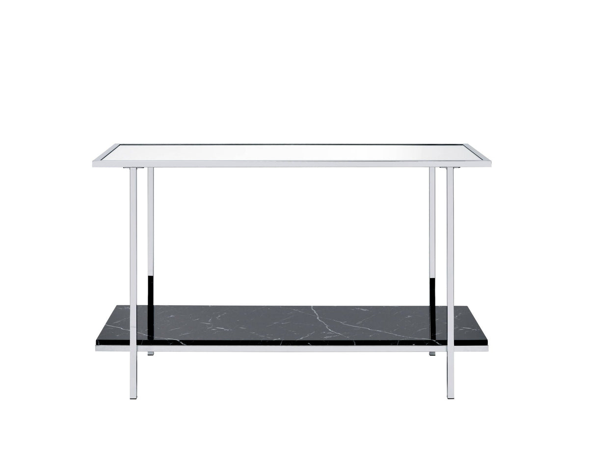 Mirrored Faux Marble Console Table with Metal Frame - Multi, photo 4 of 4