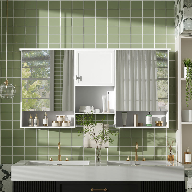 Wall-Mount 3-In-1 Mirror Cabinet with Adjustable Shelf - White, photo 3 of 4