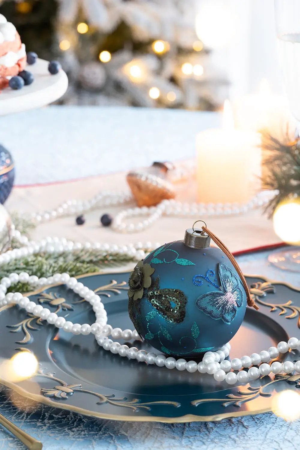 Christmas Ball Ornaments Glass Decorative Hanging Balls Light Blue by HouseOfZazla