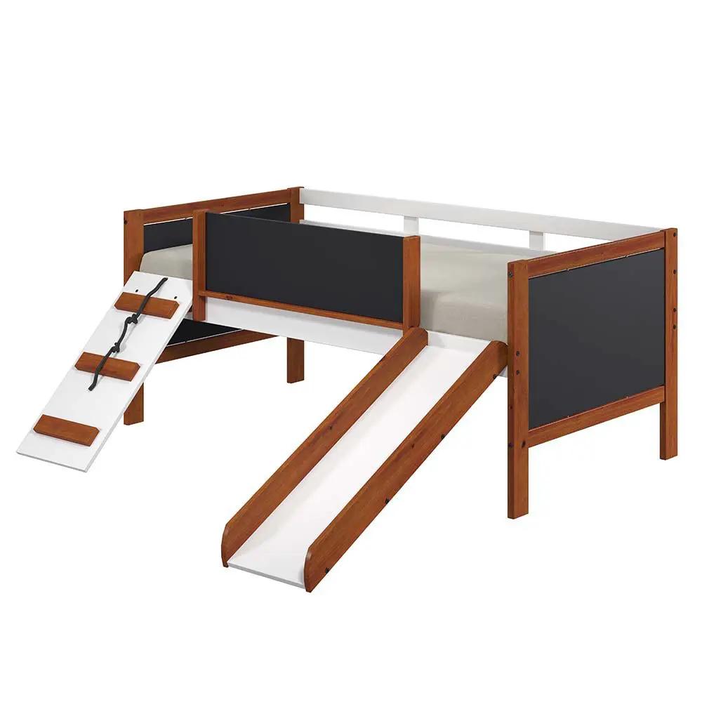 Aurea - Twin Loft Bed With Slide - Cherry Oak & White by Unique Piece Furniture