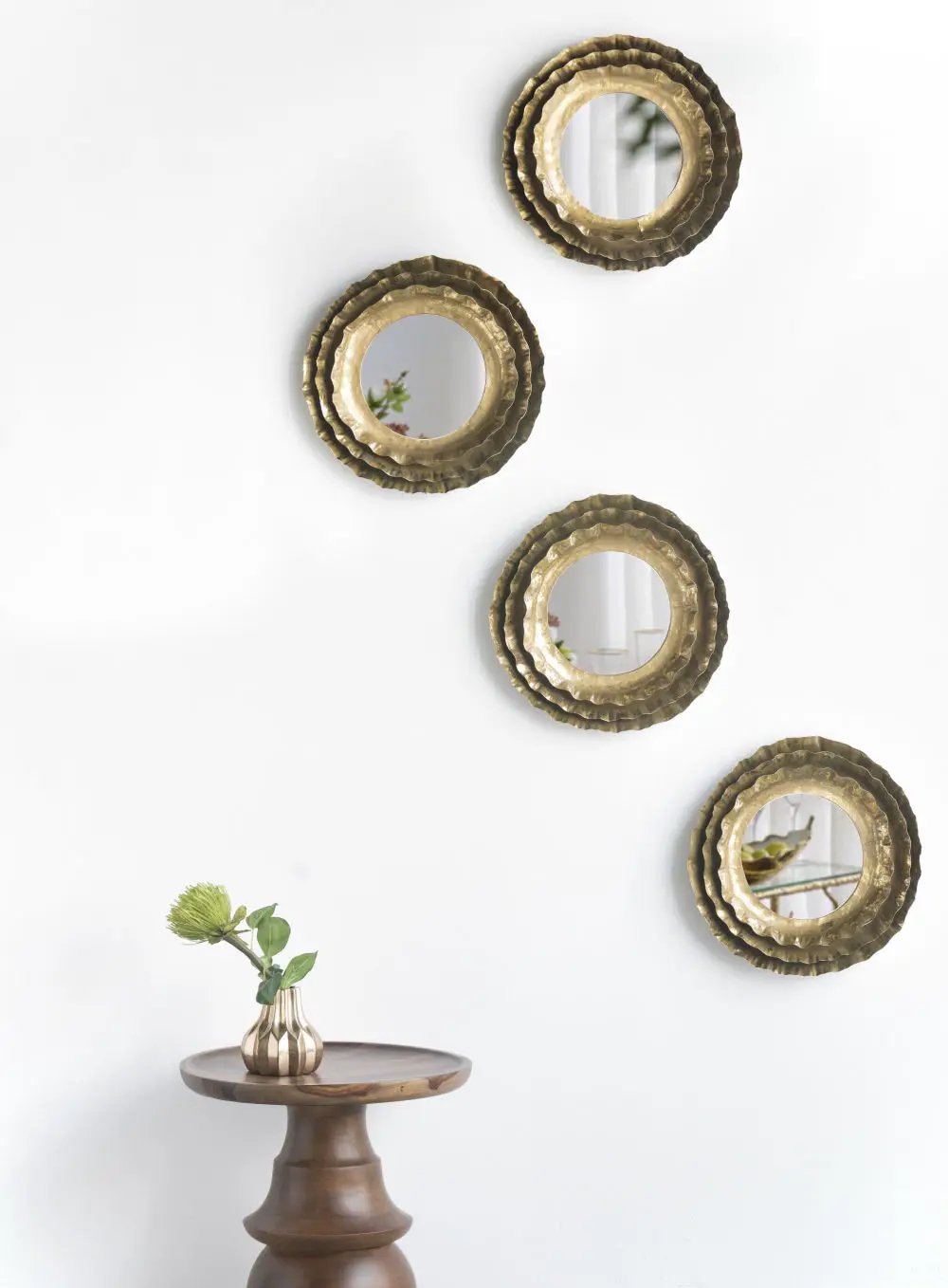 Round Wall Mirror With Metal Frame, Mid Century Modern Accent Mirror For Living Room - Gold by HouseOfZazla