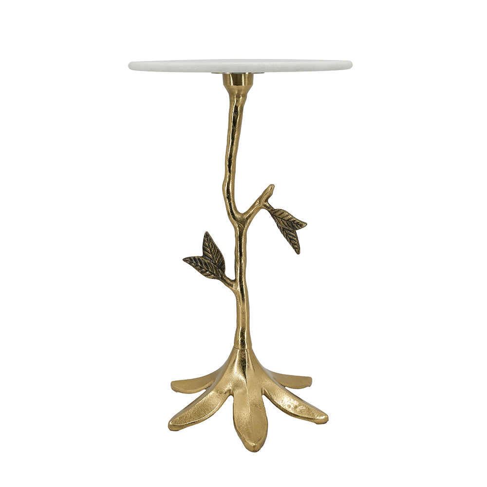 Leafy Branch Side Table with Marble Top - Gold Finish, photo 8 of 10