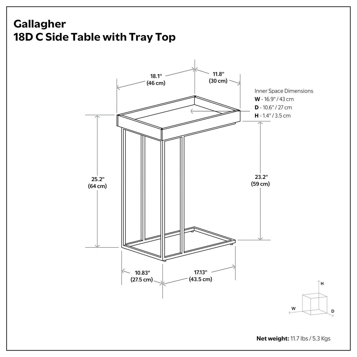 Gallagher - Handcrafted C Side Table by HouseOfZazla