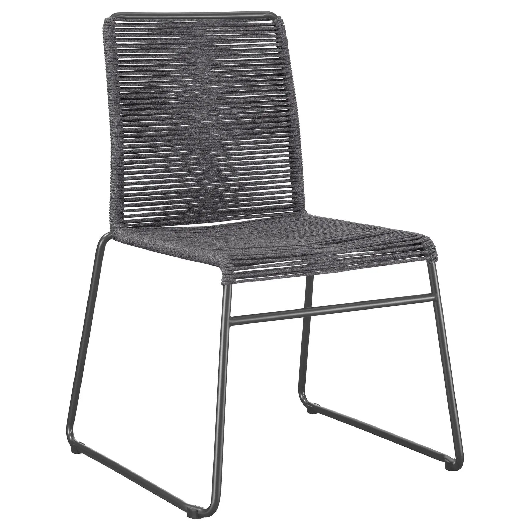 Jerome Woven Rope Stackable Side Chair Charcoal (Set of 2) by Unique Piece Furniture