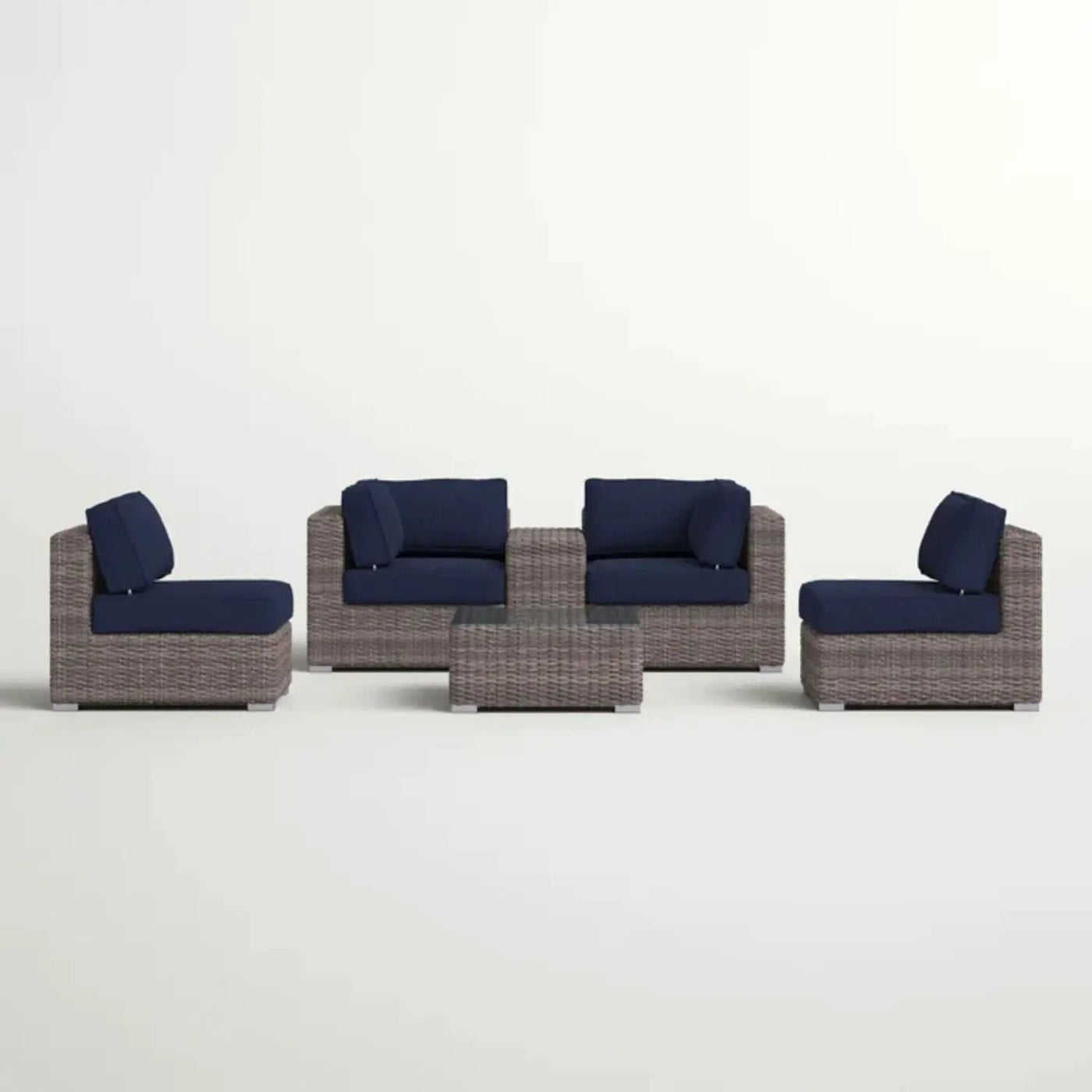Wicker Seating Group Set With Table And Cushions by Unique Piece Furniture