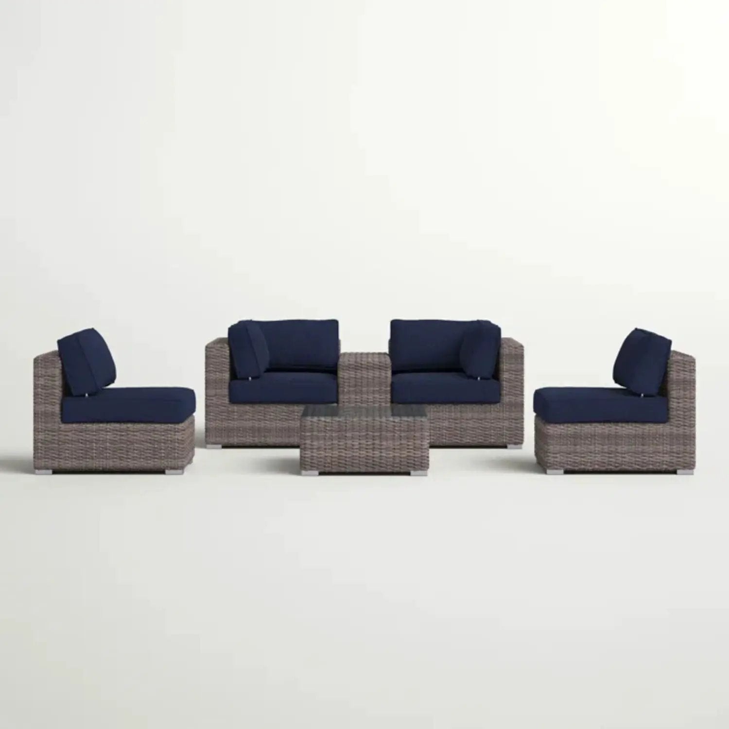 Wicker Seating Group Set With Table And Cushions by Unique Piece Furniture