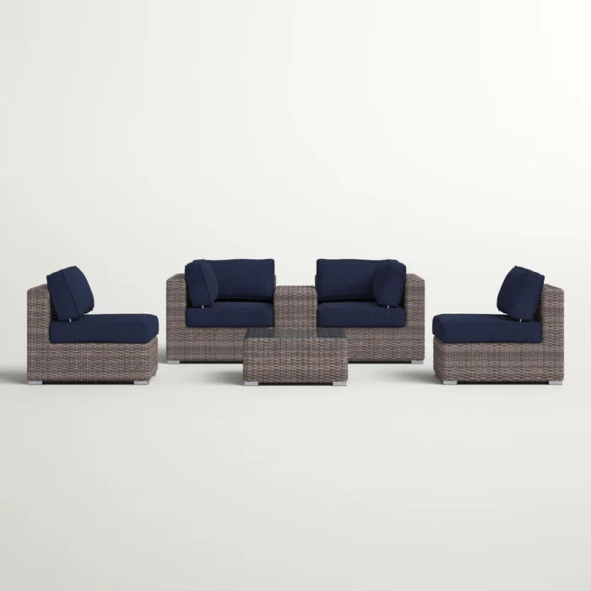 Wicker Outdoor Seating Group Set with Cushions and Table - Multiple Colors, photo 9 of 40