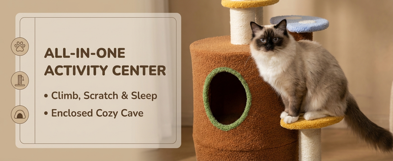 Mushroom Cat Tree With Large Condo Platform Ladder, photo 8 of 10