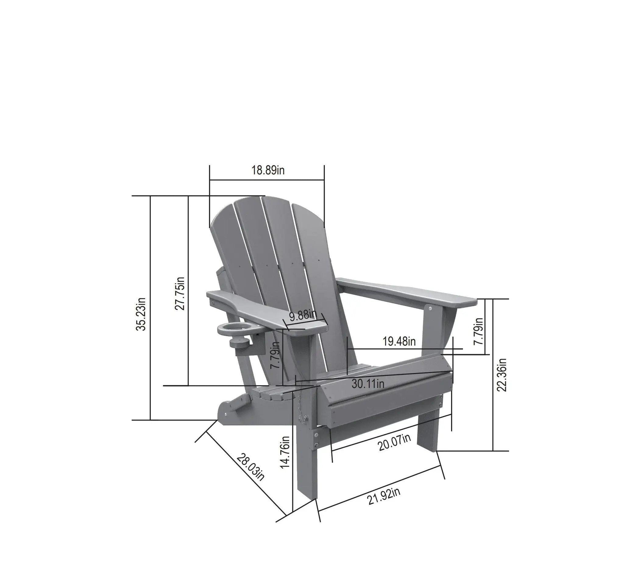 Folding Adirondack Chair with Side Table, 3-Piece Set by HouseOfZazla