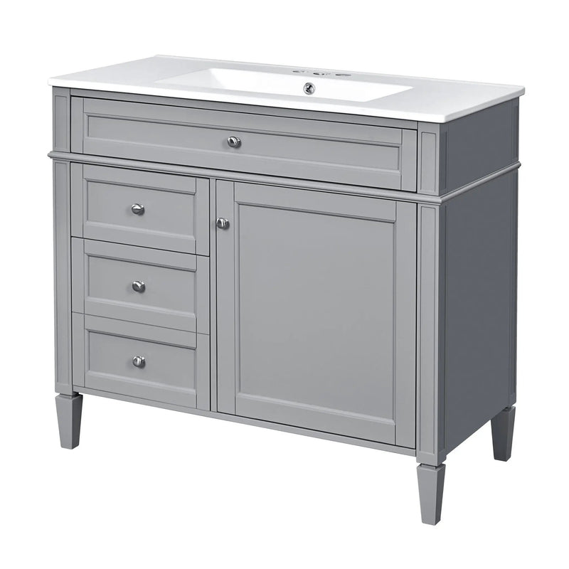 Bathroom Vanity With Top Sink, 2 Drawers And Tip Out Drawer by Unique Piece Furniture