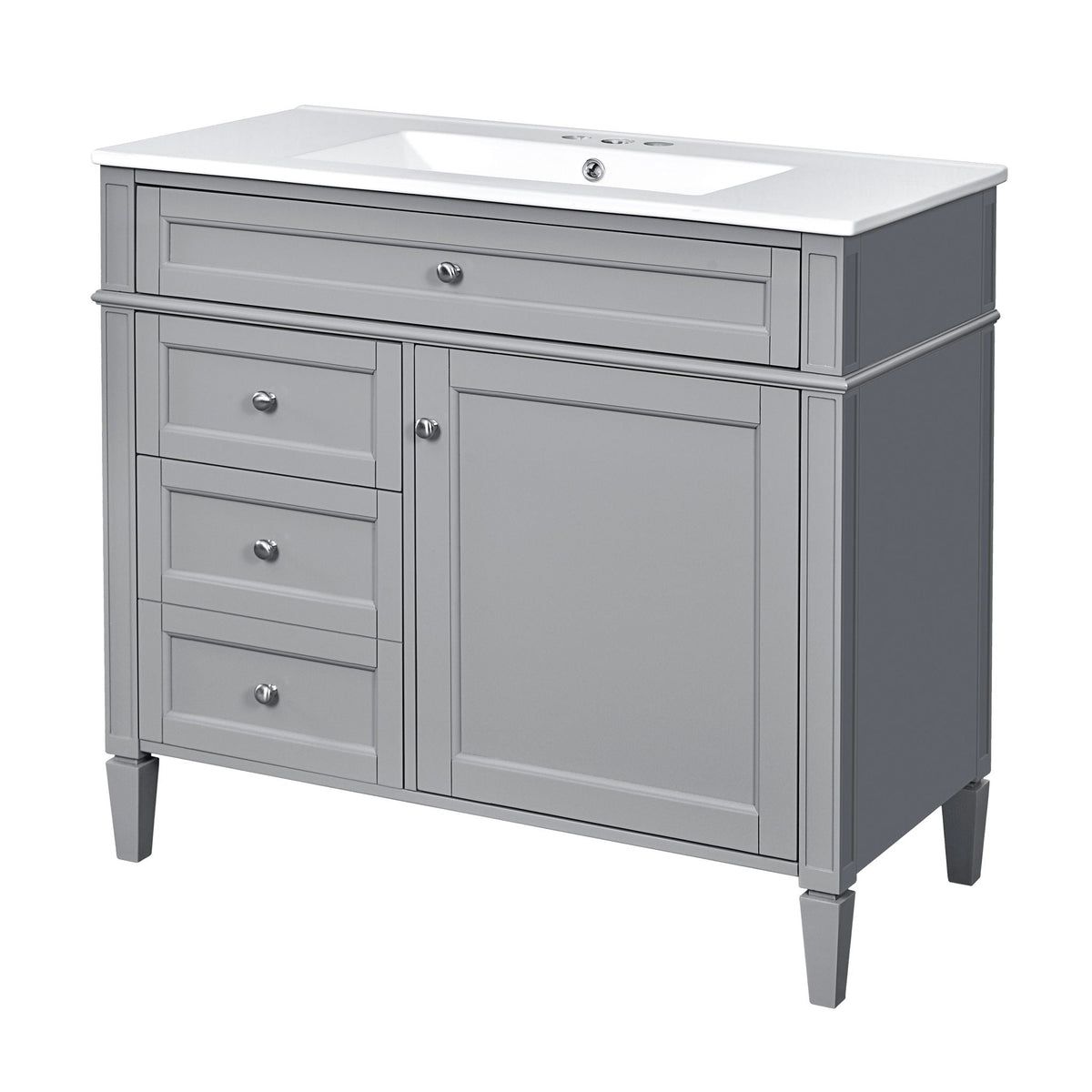 36" Bathroom Vanity with Ceramic Sink and Storage Drawers - Multiple Colors, photo 4 of 20