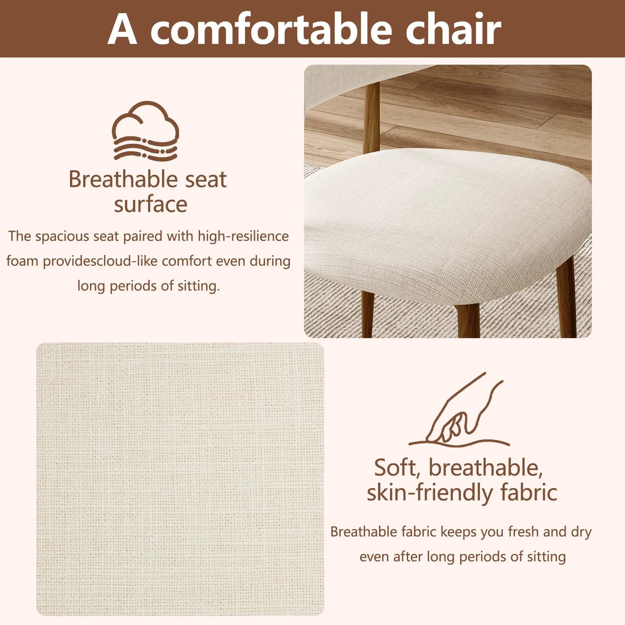 Upholstered Dining Chairs For Dining Room (Set of 2) - Beige by HouseOfZazla