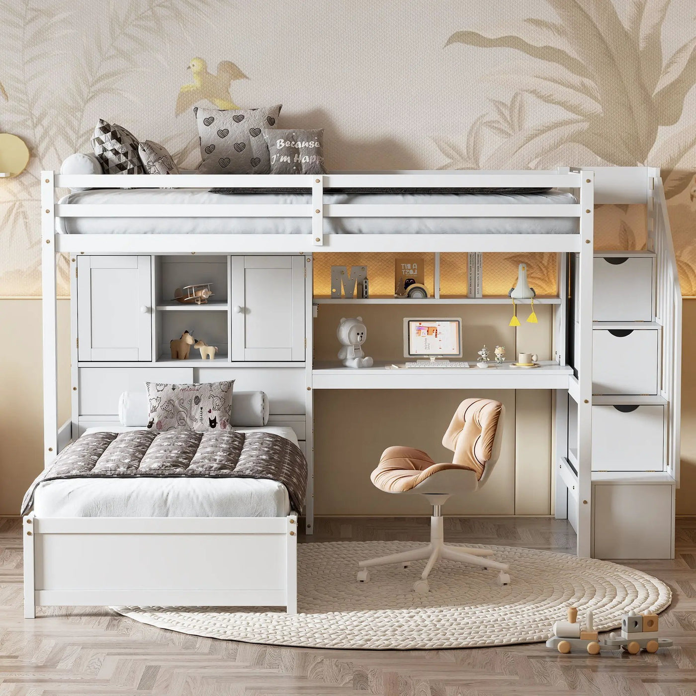 Loft Bed With Built In Desk And Staircase by Unique Piece Furniture