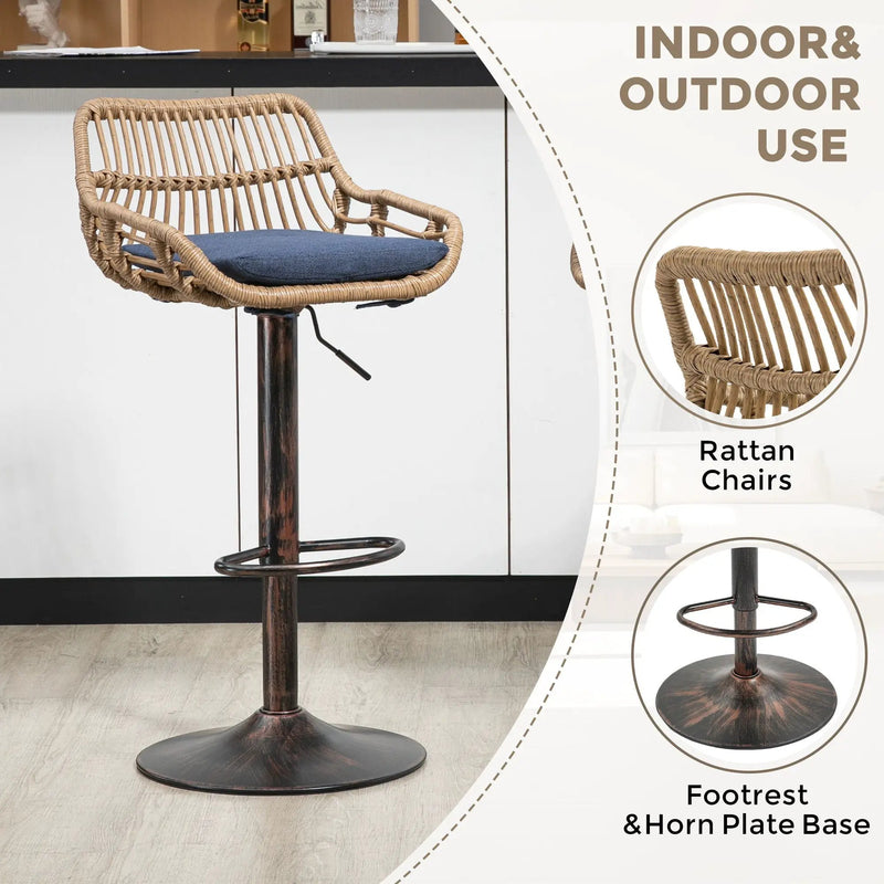 Modern Swivel Bar Stools Adjustable Counter Chairs With Footrest (Set of 2) by HouseOfZazla