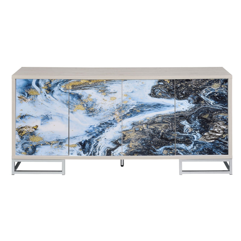 Liam Marble Paint Console Cabinet with Chrome Base - Multi, photo 4 of 4