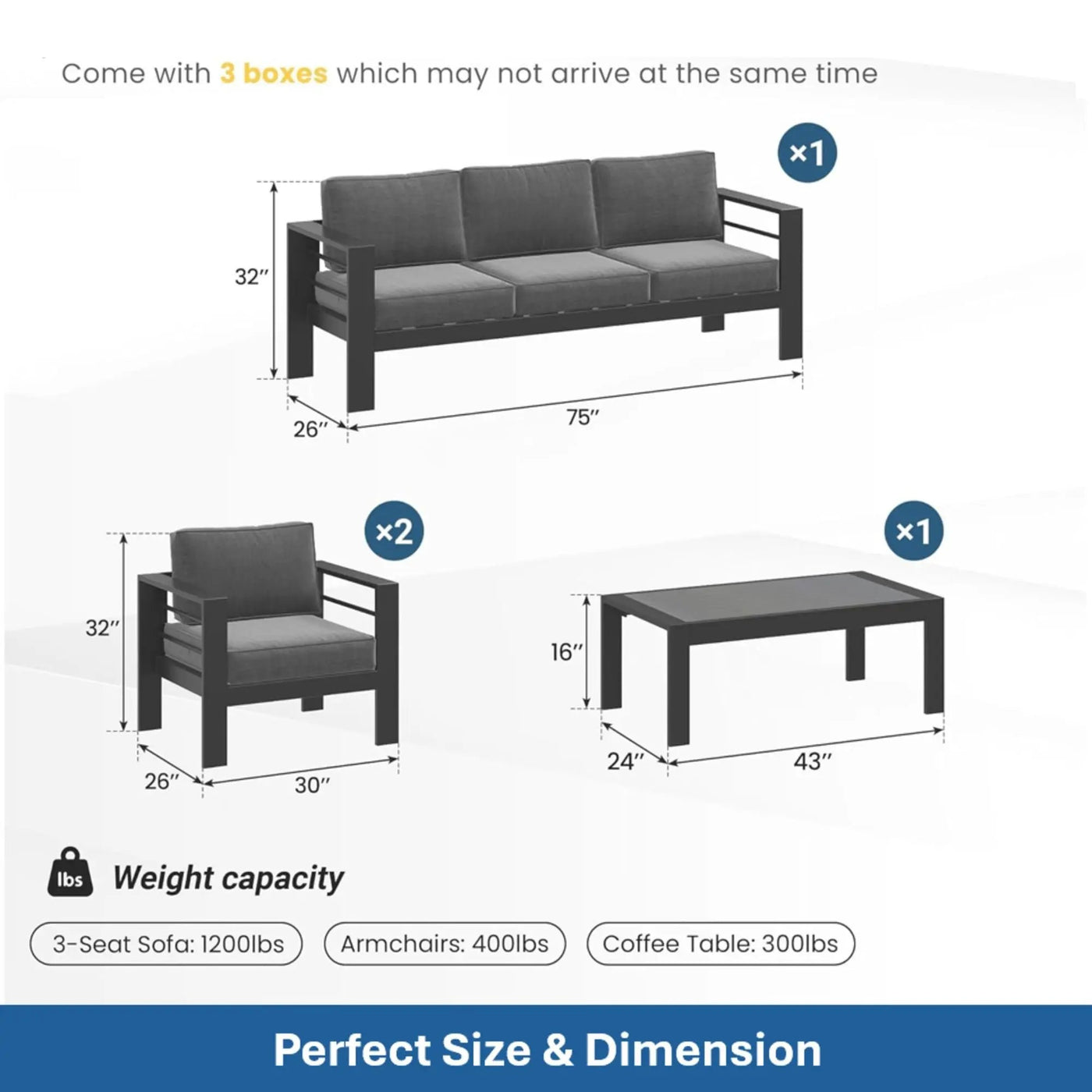 Outdoor Patio Set, All-Weather & Thick Cushions by HouseOfZazla