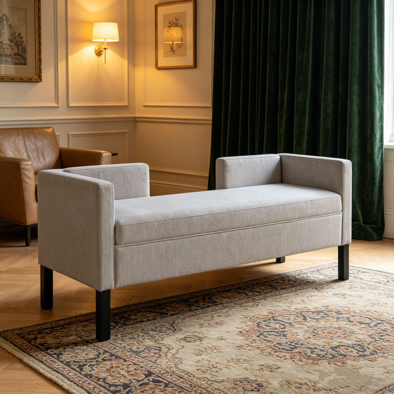 Upholstered Ottoman With 2 Bolster Pillows For Living Room - Gray by HouseOfZazla